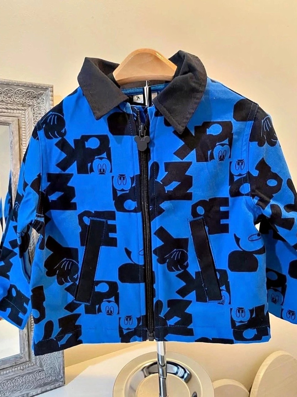 Desigual Men's Printed Mickey Zip-Up Jacket Kids Blue & Black